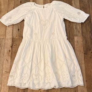 Zara White Eyelet Heart Cotton Dress